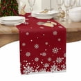 thumbnail image 3 of Christmas Table Runner Snowflake Table Runners Red Winter Snow Cotton Linen Dresser Scarf Kitchen Dining Table Decor for Christmas Holiday Party Decor 13x90 Inch, 3 of 9