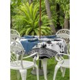 thumbnail image 3 of Outdoor Tablecloths with Umbrella Hole & Zipper, Black Floral Round Tablecloth 54 Inch, Retro Flowers Leaves Farmhouse Greek Key Waterproof Table Cloth, Patio/Pool/Picnic Table Covers, 3 of 8