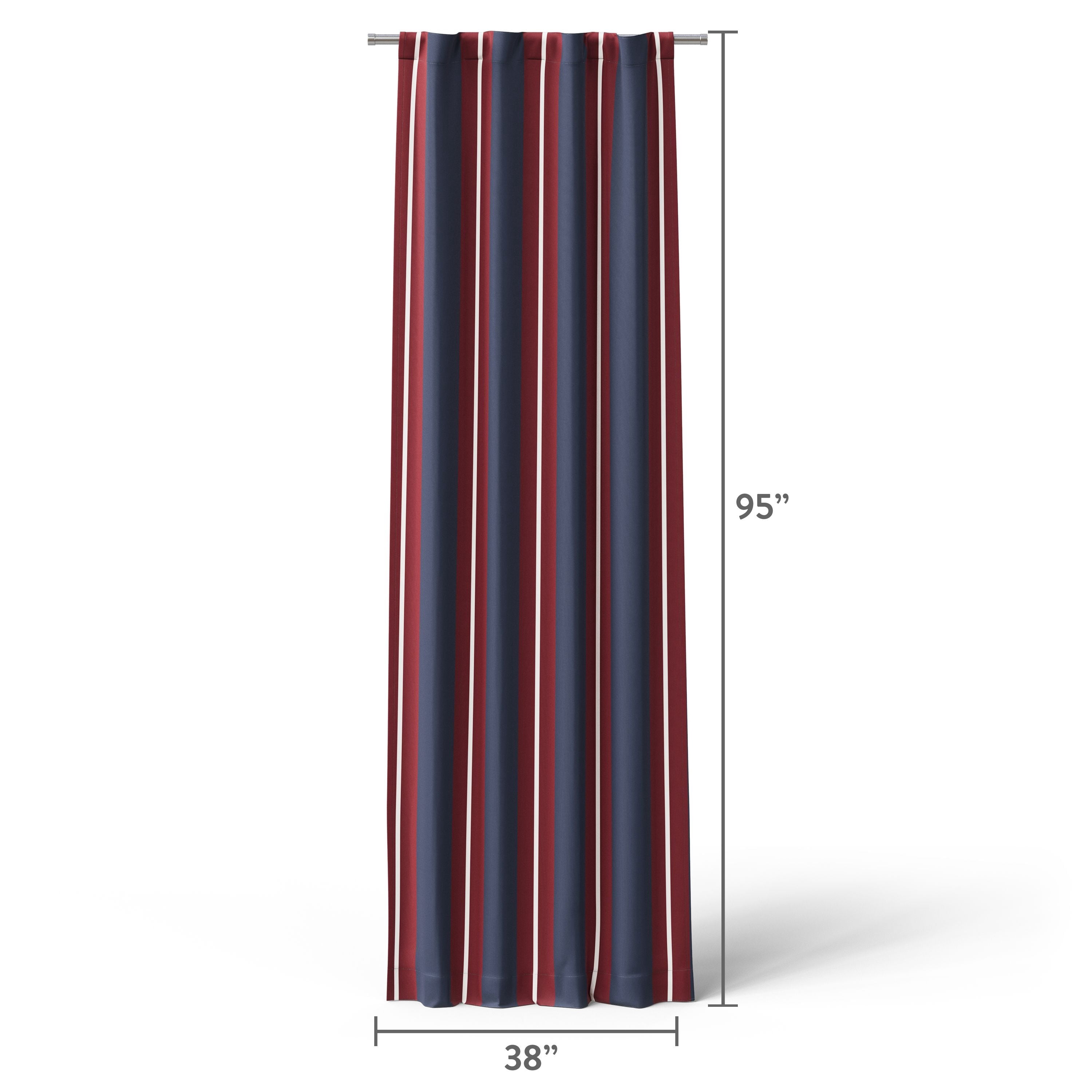 Mainstays Kids Red and Navy Blue Printed Blackout Rod Pocket with Back Tabs Single Curtain Panel, Set of 1, 38" W x 95" L