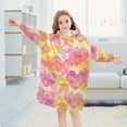 thumbnail image 5 of Dailycode Wearable Blanket Hoodie Oversized Sherpa Flannel Blankets with Pocket for 3-14 Year Old Colorful Heart Outline, 5 of 7