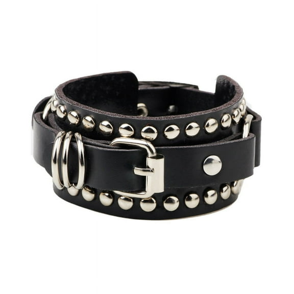 ✪ Unisex Black Silver Studded Wristband Gothic Punk Bracelet Wristband