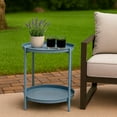 thumbnail image 2 of LIFERECORD 2-Tier Round Metal End Table with Removable Tray – Small Space-Saving Side Table for Living Room, Bedroom, Balcony, Patio, Blue, 2 of 6
