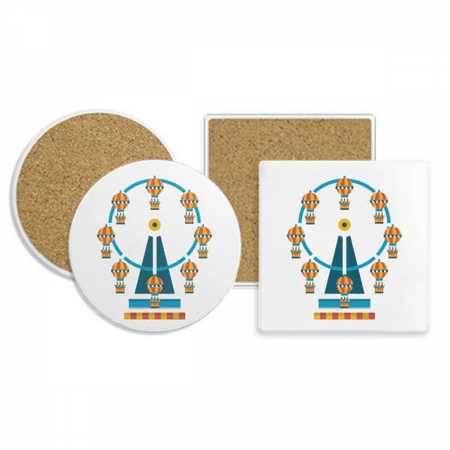 

Amazing Funny Park Ferris Wheel Illustration Coaster Cup Mug Holder Absorbent Stone Cork Base Set