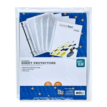 Pen+Gear Economy Sheet Protectors 20 Sheets, Clear,  8.5-inches x 11-inches