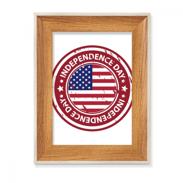 USA Independence Day Flag Red Postmark Desktop Wooden Photo Frame Display Picture Art Painting Multiple Sets