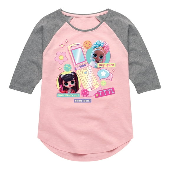 LOL OMG! Fashion Dolls - Cell Phone Chat Girls - Toddler & Youth Girls Raglan Graphic T-Shirt