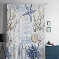 thumbnail image 5 of Blue Brown Coastal Semi Sheer Curtains Drapes for Living Room,Bedroom,French Doors Window 45 Inches Long,Summer Beach Nautical Coral Starfish Rod Pocket Chiffon Curtain Drapery Voile Draperies Panel, 5 of 6
