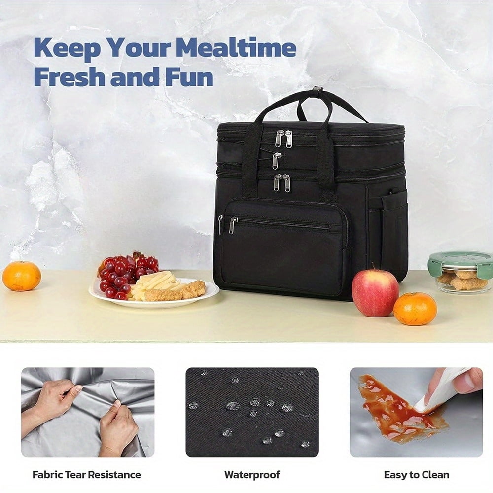 20L Insulated Lunch Bag, Lightweight Expandable Tote with Adjustable Shoulder Strap and Side Mesh Pockets, Double Leak-Proof Freezer Compartment,The Perfect Companion for All Occasions