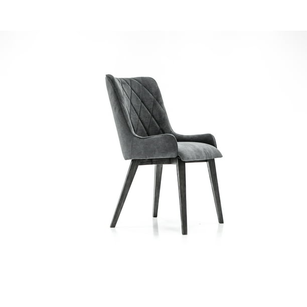 Alana Charcoal Upholstered Dining Chair Set Of 2 Walmart Com Walmart Com