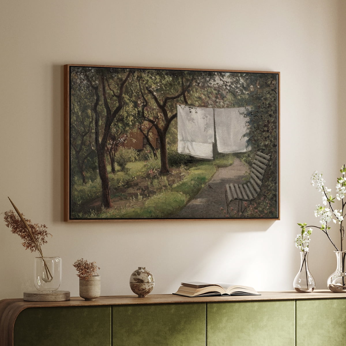 Vintage Landscape-CCCLXI By Wexford Home Framed in Walnut Wood Gallery Wrapped Canvas 17 in. x 25 in.