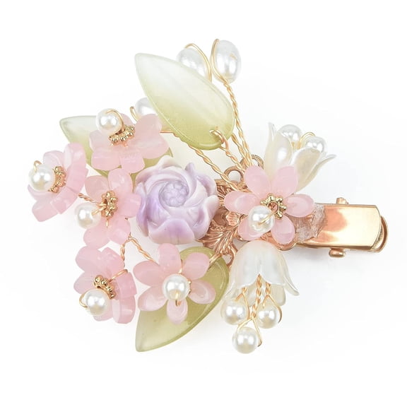 Vintage Flower Hair Clips, Decorative Hair Clips French Pearl Barrettes, Wedding Hair Pins Hair Accessories for Women Girls Bride Bridesmaid