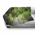 thumbnail image 3 of Forest Soft Flannel Fleece Blanket, Stream Cascade in Tropical Forest Among Trees Jungle Woodland Serene Landscape, Cozy Plush for Indoor and Outdoor Use, 50" x 60", Brown Lime Green, by Ambesonne, 3 of 6