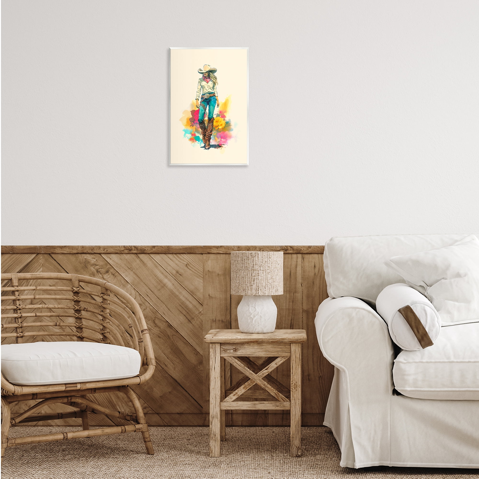 Stupell Industries Prairie Princess Cowgirl People Painting Unframed Art Print Wall Art, 13 x 19