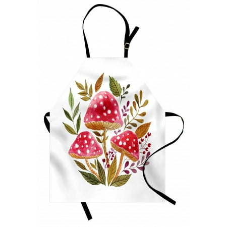 

Nature Apron Aquarelle Amantias with Autumn Season Foliage and Berries Mushroom Illustration Unisex Kitchen Bib Apron with Adjustable Neck for Cooking Baking Gardening Multicolor by Ambesonne