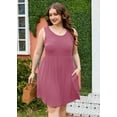 thumbnail image 2 of SHOWMALL Plus Size Summer Dress for Women Purple Red 2X Casual Sleeveless Crewneck Flowy Pleated Sun Beach Boho Elegant Girls Babydoll Swing Dresses with Pockets, 2 of 10