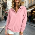 thumbnail image 5 of Warop Women's Lapel Button and Snap Sweatshirt Long Sleeve Loose Casual Pullover for Spring Winter and Daily, 5 of 6