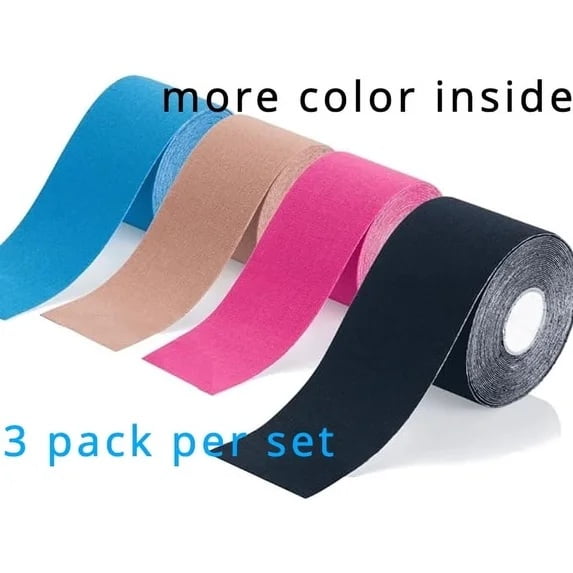 3 Pack Kinesiology Tape, Water Resistant Muscle Support Adhesive Sport Tape for Pain Relief, Cotton Elastic Athletic Tape for Joints, Knee, Ankle, Shoulder, Wrist (Skin-3 Pack)