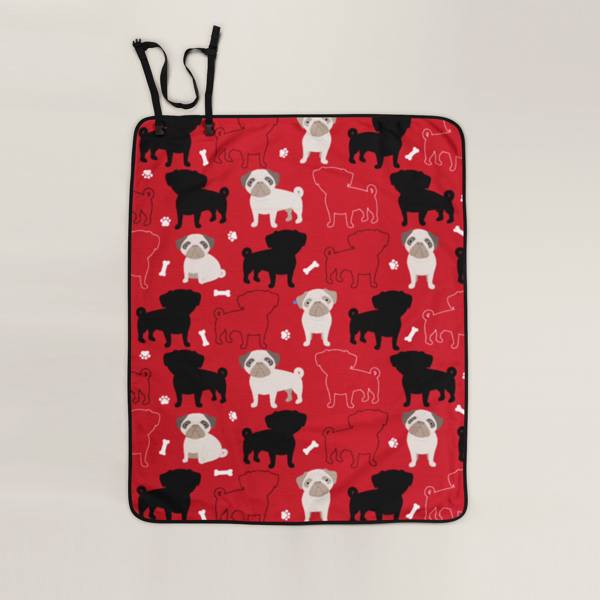 Mainstays 58" x 1.5 yard Lux Anti-pill Fleece Oh My Pugness Fabric Precut, Red
