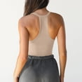thumbnail image 4 of Miluxas Women's Spaghetti Strap Ribbed Tank Top Slim Workout Racerback Vest Scoop Neck Basic Cami Shirts Beige, 4 of 6