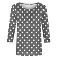 thumbnail image 3 of Oplxuo 3/4 Length Sleeve Womens Tops Round Neck Cute Tunic Tee Shirts Dressy Casual Polka Dot Print Basic Blouse Tshirts, 3 of 4