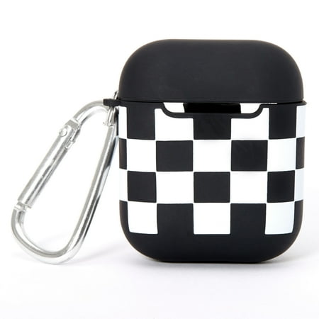 Claire's Black & White Checkered Silicone Earbud Case Cover - Compatible with Apple AirPods®