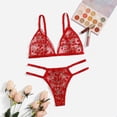 thumbnail image 1 of Conjunto de ropa interior sexy con sujetador y flores bordadas en tres dimensiones y tres puntos, 1 of 6