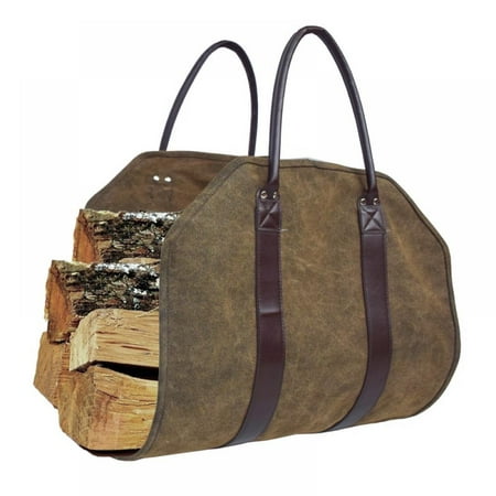 

Prettyui Outdoor Tote Camping Carry Bag Canvas Log Tote Bag Carrier Indoor Fireplace Firewood Totes Holders Fire Wood Carriers Carrying For Outdoor Waxed Durable