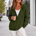 thumbnail image 6 of thefmos Women's Hooded Zip Up Sweatshirt Jacket with Pockets Solid Color Casual Coat Fashion Fall Winter Clothes, Army Green L, 6 of 9