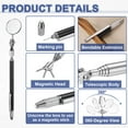 thumbnail image 4 of 3pcs 3 In 1 Telescoping Inspection Mirror 1.2" Round 6.4" to 29.3" 360 Degree Stainless Steel Extendable Mirrors with Magnetic Pickup Tool and Marking Needle for Technicians, Black, 4 of 7