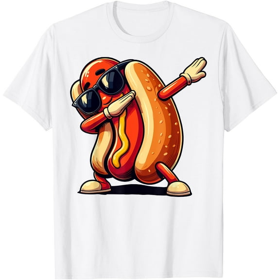 Cool Hot dog Dabbing Funny Fast Food Hotdog Lovers Toddler T-Shirt , White