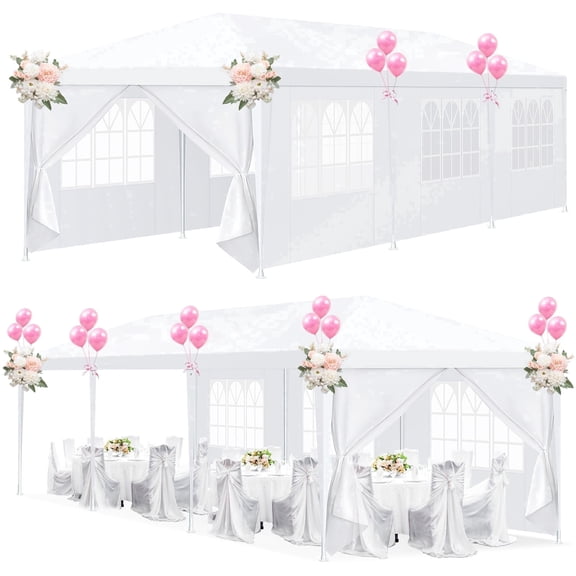 Hoteel 10x30 Party Tent Canopy with 8 Removable Sidewalls, Outdoor Canopy Tents for Parties Wedding, High Stability, Instant Sun Protection Shelter