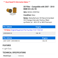 thumbnail image 2 of Oil Filter - Compatible with 2007 - 2010 BMW X5 4.8L V8 2008 2009, 2 of 2