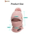 thumbnail image 4 of Spencer Womens Beanie Hat Winter Hat Scarf Mask Set Ladies Warm Earmuff Hat Cable Knitted Pom Pom Hats "Beige", 4 of 7