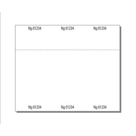 Print-Ready Numbered Ticket Sheets, 7" x 8-1/2", 3 Tickets Per Sheet, Perfed Stubs and Consec Numbers, Ticket Size: 2-7/8" x 7" on White 65lb Cover - 250 Sheets (750 Tickets)