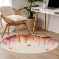 thumbnail image 5 of Round Rug 4ft Area Rug,Country Ombre Pink Yellow Flower Area Rugs for Living Room Bedroom,Butterfly on Retro Linen Floor Mat Non-Slip Non-Shedding Carpet Indoor Accent Rugs, 5 of 9