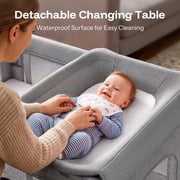 HARPPA 5-in-1 Pack and Play with Bassinet & Bedside Sleeper for Newborn, Gray