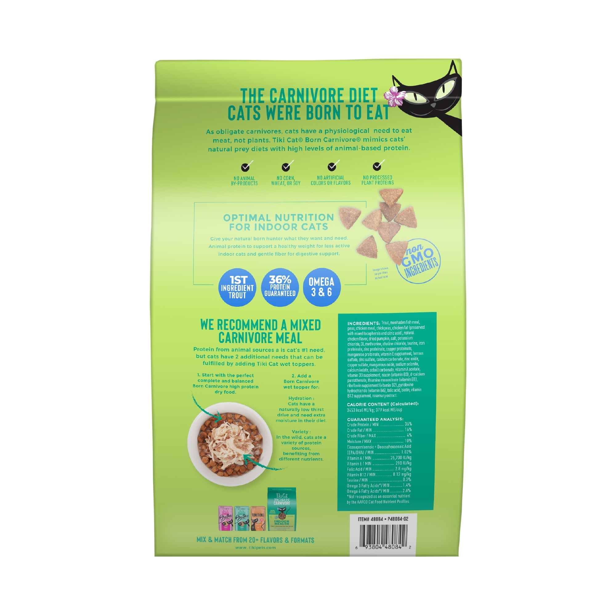 Tiki Cat Born Carnivore Indoor Health Dry Cat Food, Trout & Menhaden Fish Meal, 12 lbs. Bag