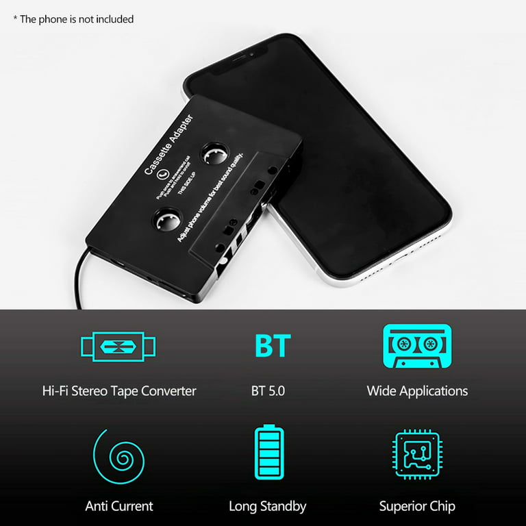 Car Bluetooth Cassette Adapter for Car with Stereo Audio , Wireless Cassette  Tape to Aux Adapter Smartphone Cassette Adapter