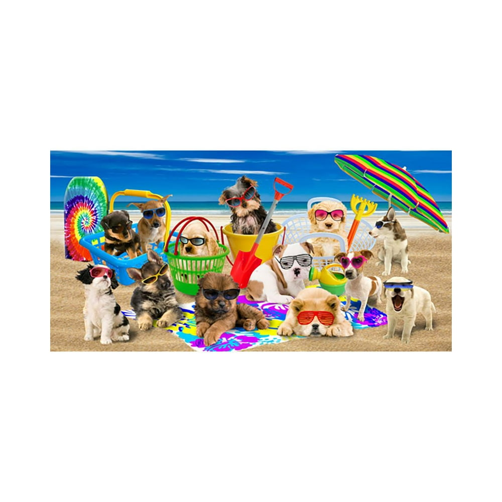 Beach Towels With Colored Dogs Print Pool Beach Bath Towels, Cool Dogs