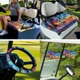 thumbnail image 7 of XYZCANDO Tropical Palm Tree 4 Piece Golf Cart Seat Covers Golf Cart Steering Wheel Covers Golf Cart Flag Universal Golf Cart Blanket 14 Inch Steering Wheel Cover Hawaiian Golf Cart Banner Blue, 7 of 7