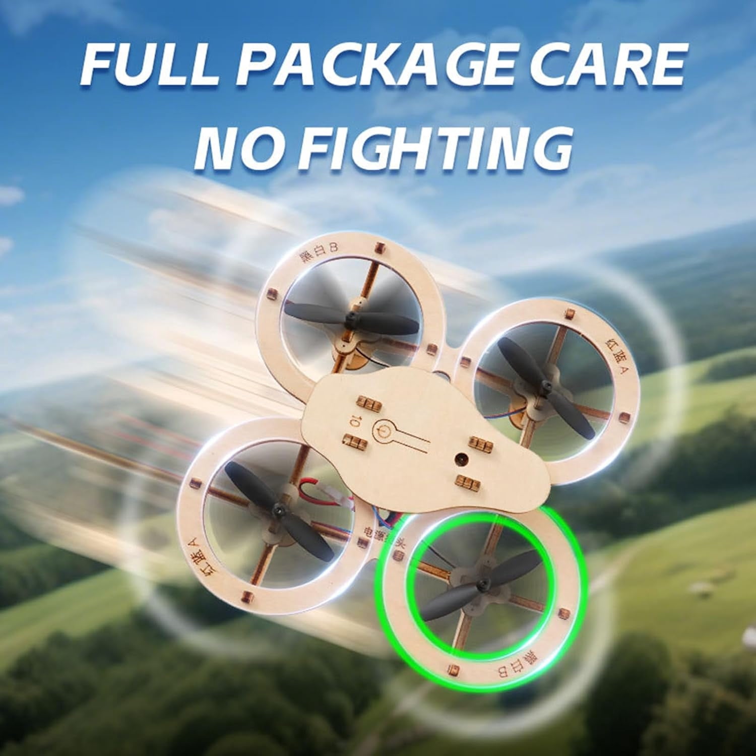 UUHYTG DIY Wooden Drone Model Kit RC Quadcopter Assembly Building Toy, Educational STEM Remote Control Aircraft Model Kit for Kids Teens Adults DIY Science Experiment Engineering Learning Gift