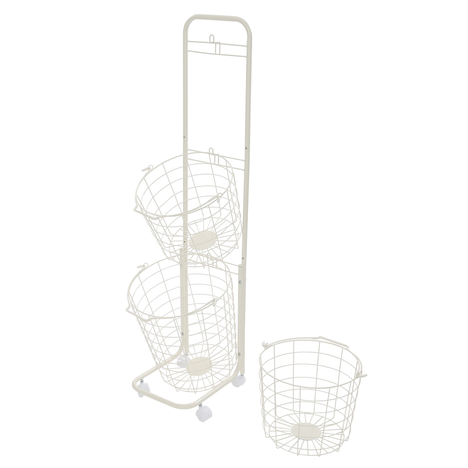 3-tier Laundry Hamper, Laundry Basket with Wheels and 3 Removable Basket White