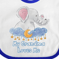 thumbnail image 4 of Inktastic My Grandma Loves Me Cute Elephants Clouds Moon and Stars Boys or Girls Baby Bib, 4 of 4