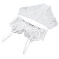 thumbnail image 2 of Underwear Bra Set Unlined Underwire Bra Lace Bralette Lace Bra Set Underwear Floral Adjustable Strap V Neck Sheer Bra Panty Set For Women White 75B, 2 of 8