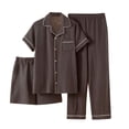 thumbnail image 1 of Pijama de verano para hombre, pantalones cortos finos de manga corta, conjunto de 3 piezas, ropa de casa de gasa de color sólido, conjunto de pijama transpirable para hombre, conjunto de pijama para h, 1 of 8