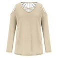thumbnail image 4 of Diufon Plus Size Long Sleeve Tops for Women off Shoulder Pullover Tops Cross Hollow-Out V Neck Tunics, 4 of 4