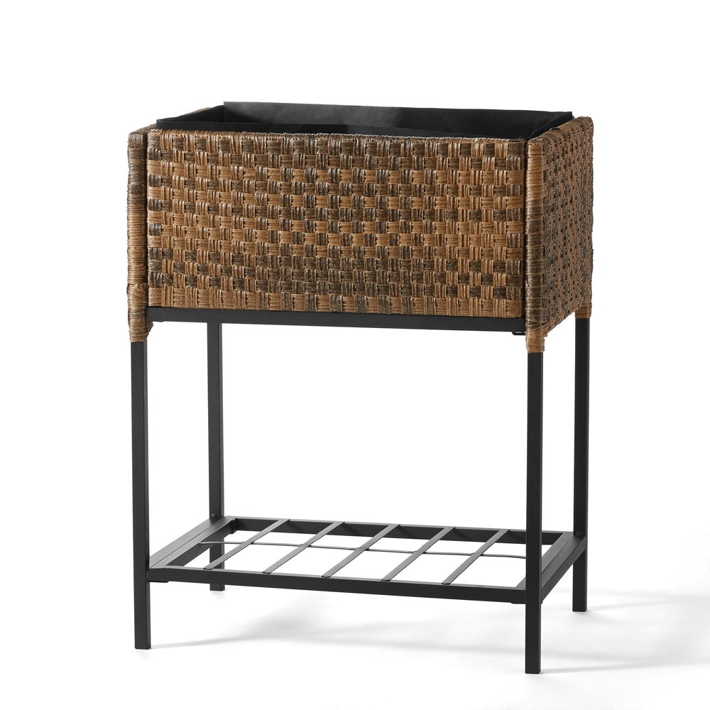 Better Homes & Gardens Resin Wicker Raised Garden Bed, Legs and Shelf