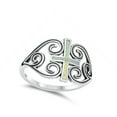 thumbnail image 4 of CHOOSE YOUR COLOR White Simulated Opal Large Cross Heart Swirl Ring .925 Sterling Silver Band CZ Female Size 9, 4 of 4
