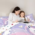 thumbnail image 4 of Manfei Kawaii Unicorn Full Size Comforter Sets,White Cloud Print Bedding Comforter Set,Polkadot Reversible,3 Pieces,1 Comforter and 2 Pillowcases, 4 of 7