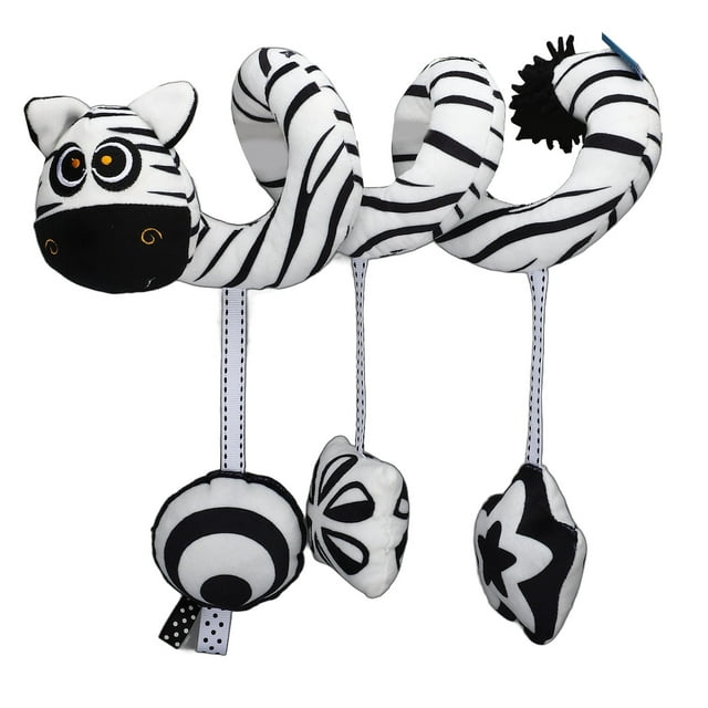 Juguete de peluche en espiral con forma de animal de dibujos animados para bebé recién nacido, color blanco y negro, para asiento de coche, cochecito, sonajeros colgantes, tipo 2